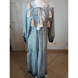 Miss June Paris Women’s Tassel Maxi Dress Floral Peasant Style One Size Bohemian